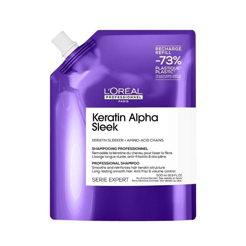 KERATIN ALPHA SLEEK SHAMP 500ML RECHARGE